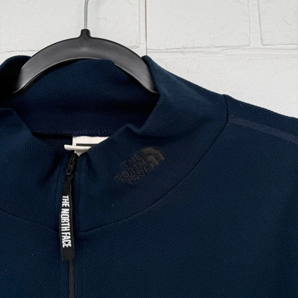 The North Face Pullover Mens XL Navy Blue Quarter Zip Waffle Knit Fleece Top